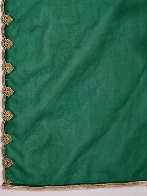 women ethnic motifs embroidered anarkali kurta with trouser & dupatta 4