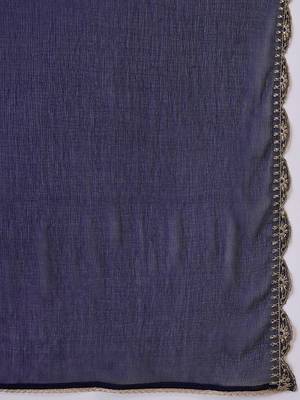 floral yoke design pleated sequinned a-line kurta with trouser & dupatta 5
