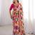 Multi white clr rajwadi bandhej print saree with solid blouse 