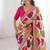 Multi white clr rajwadi bandhej print saree with solid blouse 