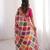 Multi white clr rajwadi bandhej print saree with solid blouse 