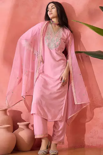 Women floral printed a-line kurta with pyjamas & dupatta