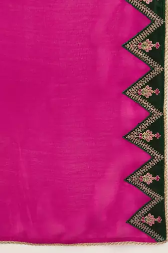 embroidered sequence kurta & trousers with dupatta set