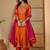 floral yoke design round neck sequinned straight kurta & palazzos with dupatta