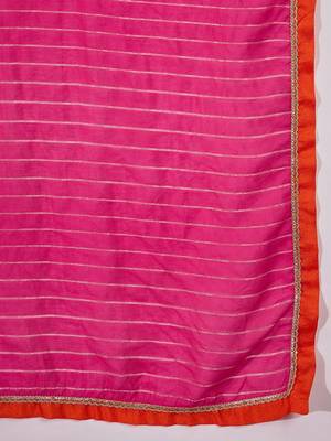 floral yoke design round neck sequinned straight kurta & palazzos with dupatta 4