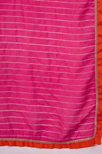 floral yoke design round neck sequinned straight kurta & palazzos with dupatta
