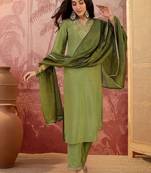 embroidered v-neck kurta & palazzos kurta sets
