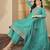 zari thread embroidered round neck straight kurta & trousers with dupatta