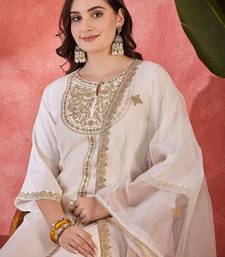 zari  women sequence embroidered straight kurta & trousers with dupatta