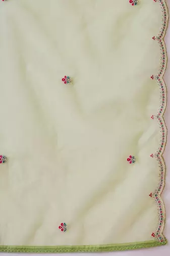 women ethnic embroidered straight kurta & trousers with dupatta