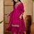 women embroidered round neck straight kurta & palazzos with dupatta
