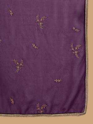 floral embroidered square neck sequinned kurta & palazzo with dupatta 4