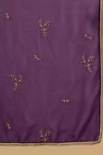 floral embroidered square neck sequinned kurta & palazzo with dupatta