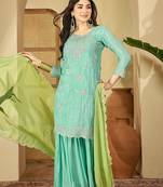 sequence embroidered kurta with sharara & dupatta