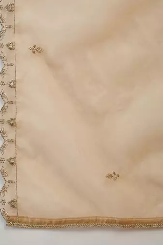 embroidered round neck kurta & sharara with dupatta