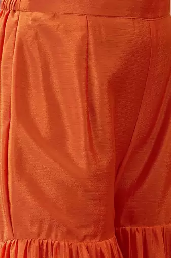 embroidered round neck kurta & sharara with dupatta