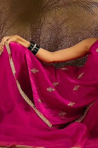 embroidered sequence kurta & palazzos with dupatta set