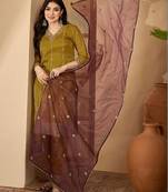 embroidered  v-neck kurta & trousers kurta sets