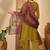 embroidered v-neck kurta & trousers with dupatta