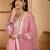 Yoke design poly crepe v-neck kurta & trousers with dupatta