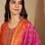 embroidered round neck straight kurta & trousers with dupatta