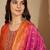 embroidered round neck kurta & trousers with dupatta