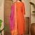 embroidered round neck kurta & trousers with dupatta