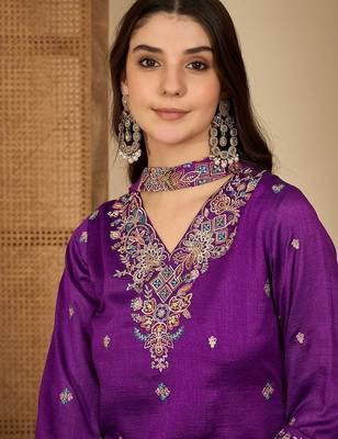 sequence embroidered straight kurta sharara with dupatta 2