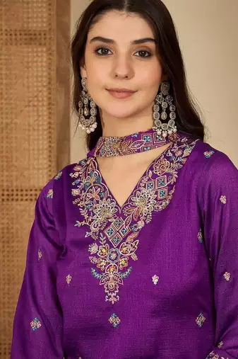 sequence embroidered straight kurta sharara with dupatta