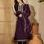 embroidered v-neck kurta & trousers with dupatta
