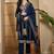 embroidered v-neck kurta & trousers with dupatta