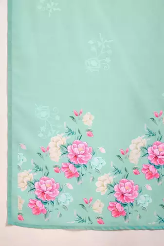 embroidered  round neck kurta & trousers kurta sets