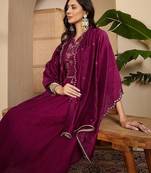 embroidered  round neck  kurta sets