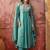 embroidered  v-neck a-line kurta & trousers with dupatta