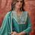 embroidered  v-neck a-line kurta & trousers with dupatta