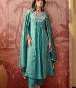 embroidered  v-neck kurta & trousers kurta sets
