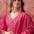 woven design v-neck kurta & trousers kurta set