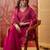women lace embroidered v-neck kurta & trousers with dupatta