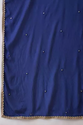 embroidered v-neck kurta & trousers kurta set