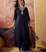 embroidered kurta & trousers with dupatta