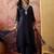 embroidered v-neck kurta & palazzos with dupatta