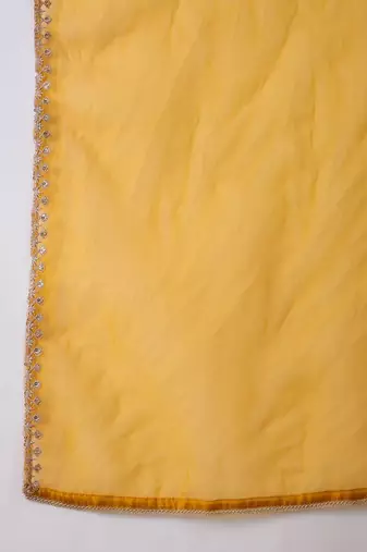 embroidered v-neck kurta trousers & dupatta