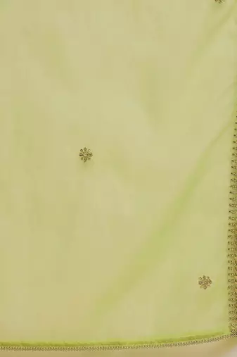 embroidered v-neck kurta & trousers with dupatta