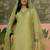 embroidered v-neck kurta & trousers with dupatta