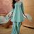 embroidered round neck kurti & palazzos with dupatta
