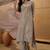 embroidered round-neck kurta & trousers with dupatta