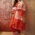 embroidered round neck kurta & trousers with dupatta