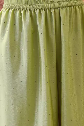embroidered v-neck kurta & palazzos with dupatta