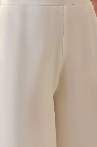 embroidered v-neck kurta & trousers with dupatta