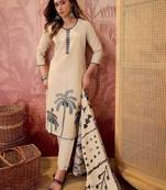 women ethnic motifs embroidered regular thread work kurta with trousers & with dupatta